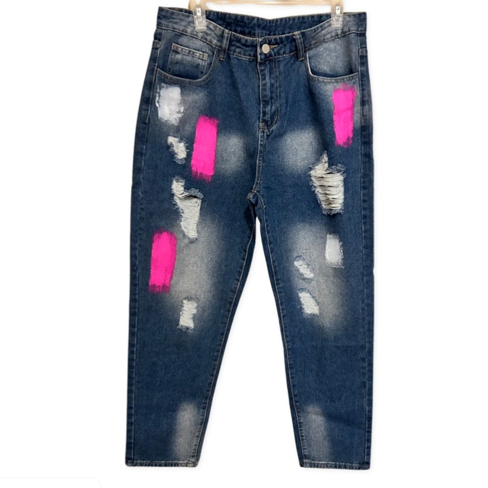 Women’s Contrast Panel Jeans Medium Wash, New, M
